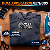 Embroidered Skull Iron-On Patch for Biker Vests and Jackets
